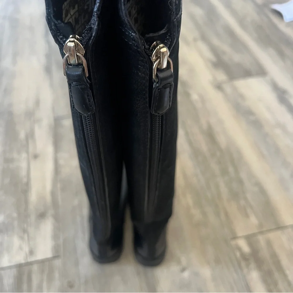 Tory Burch Suede and Leather Tall Riding Boots in Black